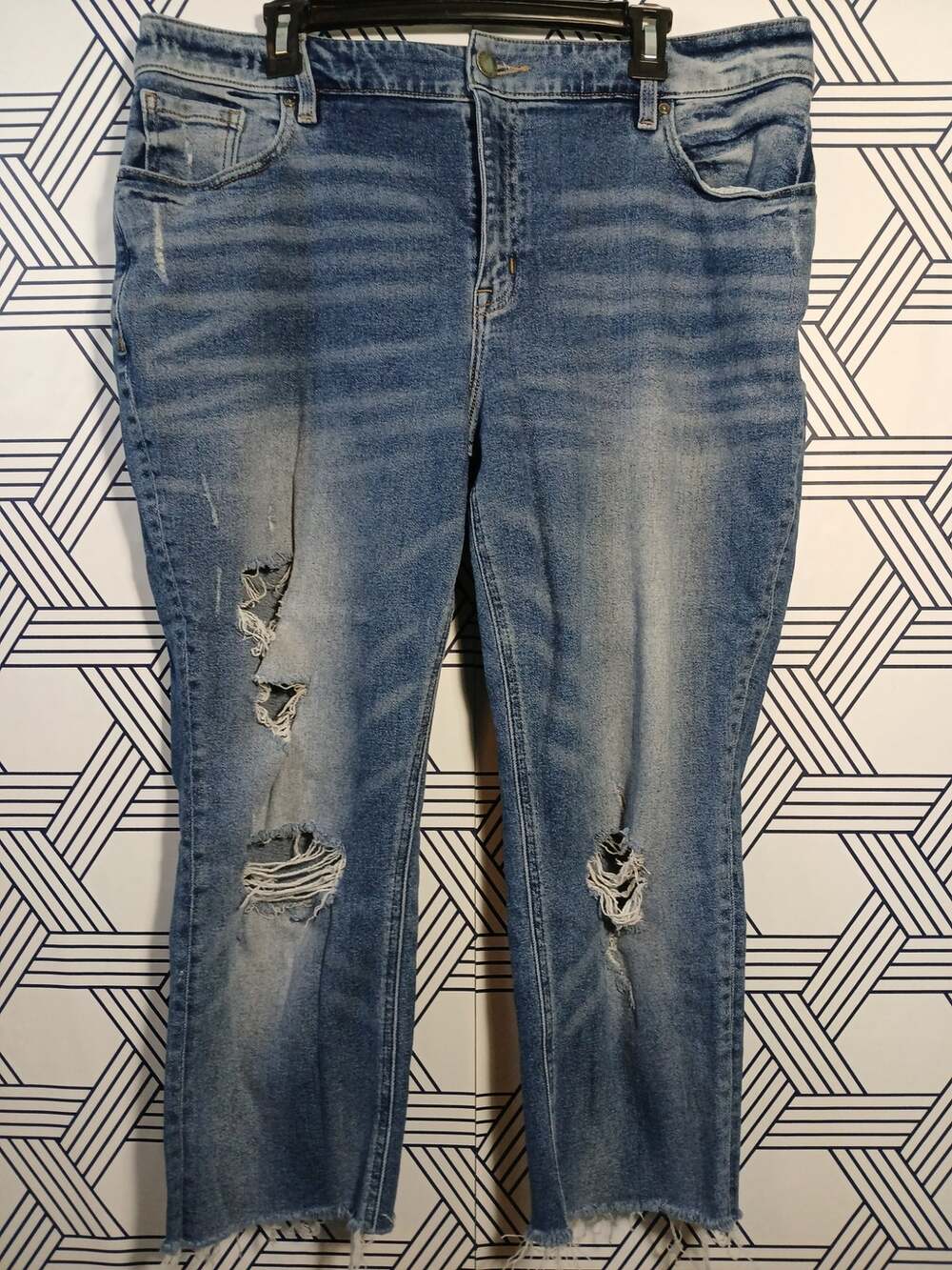 Lane Bryant Magic Waist Band High Rise Straight Distressed Clean Girl Normcore